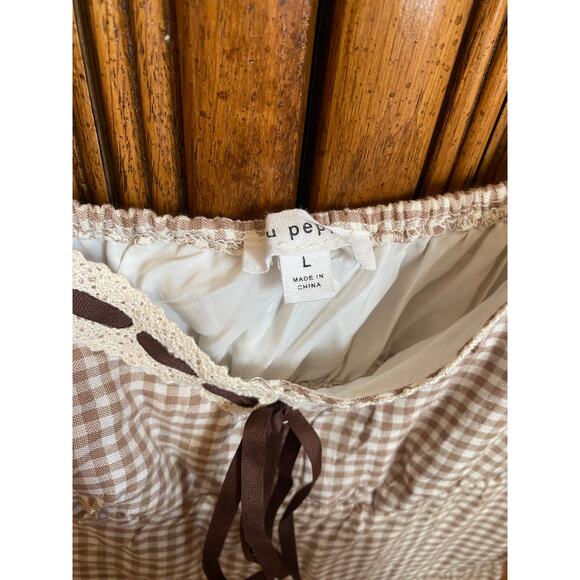 Beautiful Tie Shoulder Gingham Maxi Dress size L NWOT - Picture 3 of 4